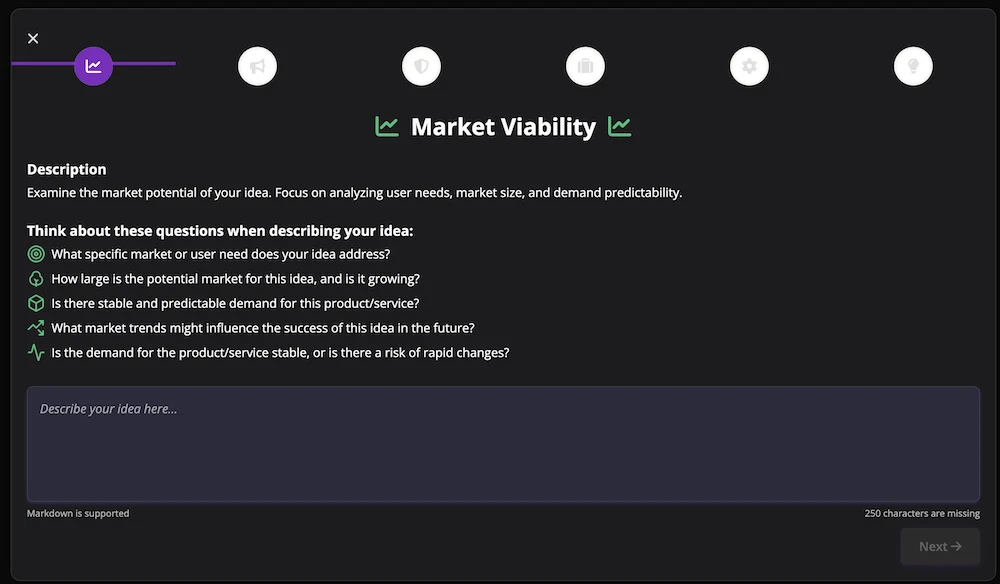 Technical Viability step in idea validation tool